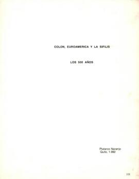Colón, euroamérica y la sífilis. Los 500 años.