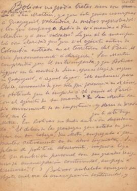 Manuscrito: Bolívar y San Martín