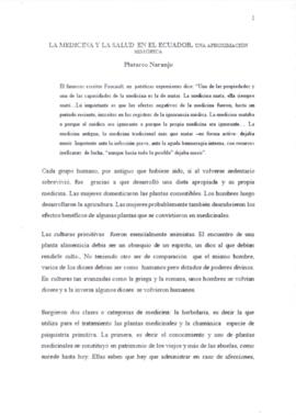 La medicina y la salud en el Ecuador. Una aproximación histórica.