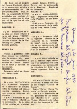 Recortes de prensa: Actividades en conmemoración del Día Internacional del Niño