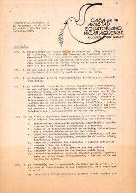 Proyecto de Estatutos de la Fundación "Casa de la Amistad Ecuatoriano-Nicaraguense"