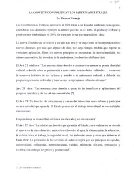 La Constitución Política y los saberes ancestrales