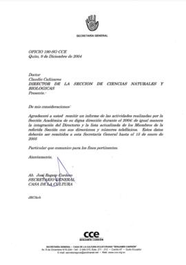 Correspondencia - Solicitud de informe de labores y directorio