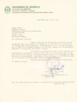 Correspondencia - Prof. Guillermo Cano Puerta a Dr. Plutarco Naranjo.