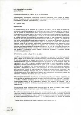 Del Feminismo al Género.