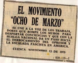 Recorte de prensa: "El movimiento 8 de marzo"