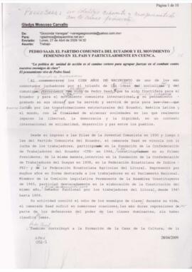 Ponencia para publicación. Pedro Saad, el Partido Comunista del Ecuador y el Movimiento Femenino ...