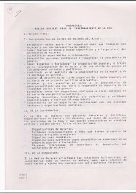 Propuesta: Reglas básicas para el funcionamiento de la Red de Mujeres.