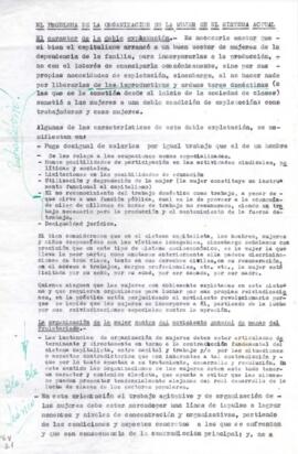 El problema de la Organización de la Mujer en el sistema actual.