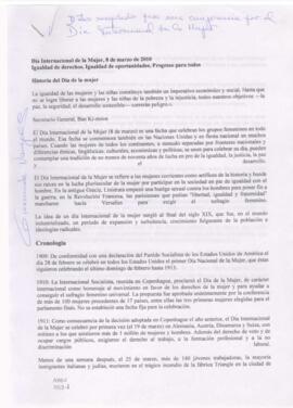 Día Internacional de la Mujer. Igualdad de Derechos, Igualdad de Oportunidades, Progreso para tod...