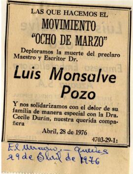 Recorte de prensa - Nota de pesar.