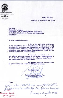 Oficio n°134. Instituto de Investigaciones Sociales - IDIS de la Universidad de Cuenca.